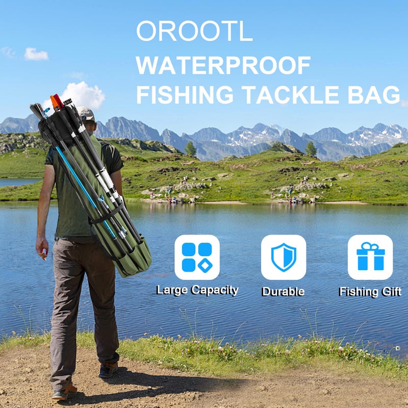 OROOTL Fishing Rod Bag Pole Case, Portable Large Capacity Fishing Pole Carrier Case Oxford Waterproof Fishing Rod Organizer Travel Bag Fishing Gift for Men - Image 5